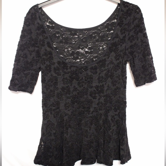 Free People Black Lace Top women’s Size Medium - Picture 4 of 4